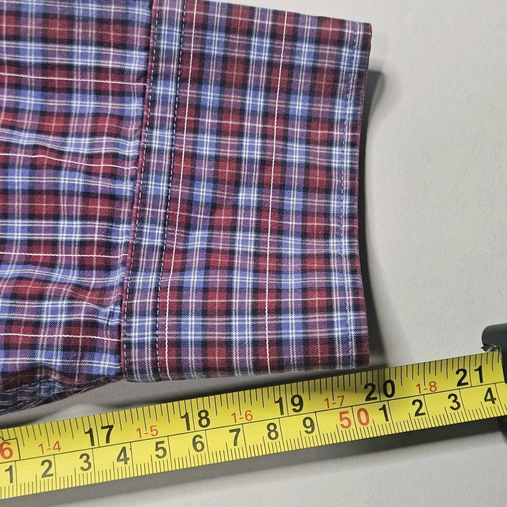 Banana Republic Mens Large L Button Down Shirt Soft Wash Plaid Long Sleeve Blue